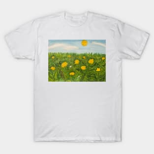 Yellow dandelions in grass T-Shirt